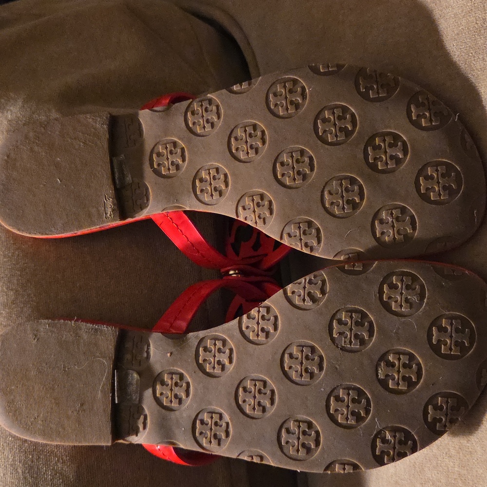 Tory Burch Red Logo Sandals Made In Brazil 6.5 - Picture 2 of 5